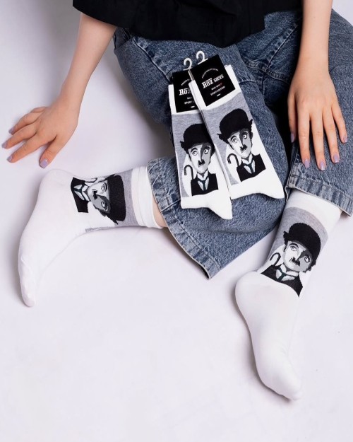  جوراب ساق بلند زنانه طرح چاپلین 