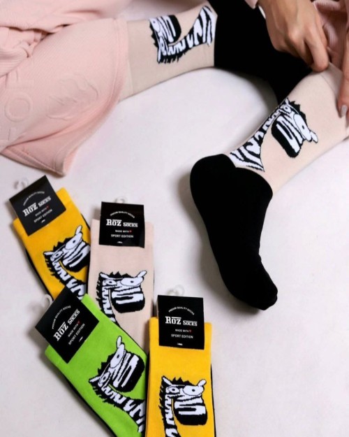  جوراب ساق بلند زنانه طرح گورخر مشخصات