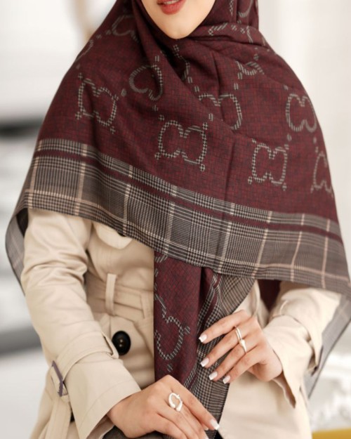  روسری نخی لاوین دوروخت منگوله دار طرح گوچی کد20380 