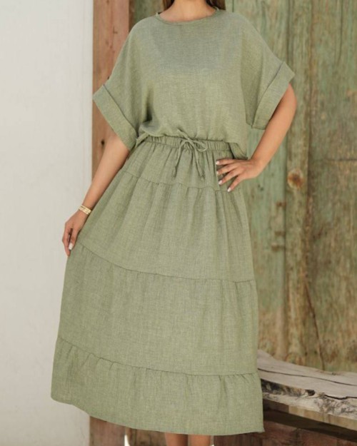  ست کراپ دامن چین دار شانتون 