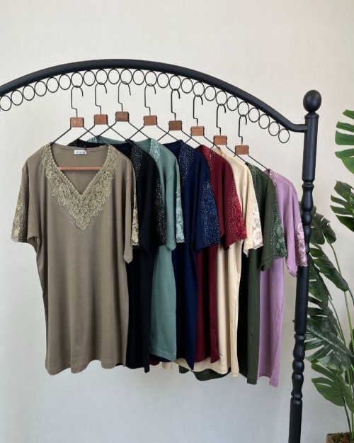  مدل تیشرت گیپوری نگین دار 