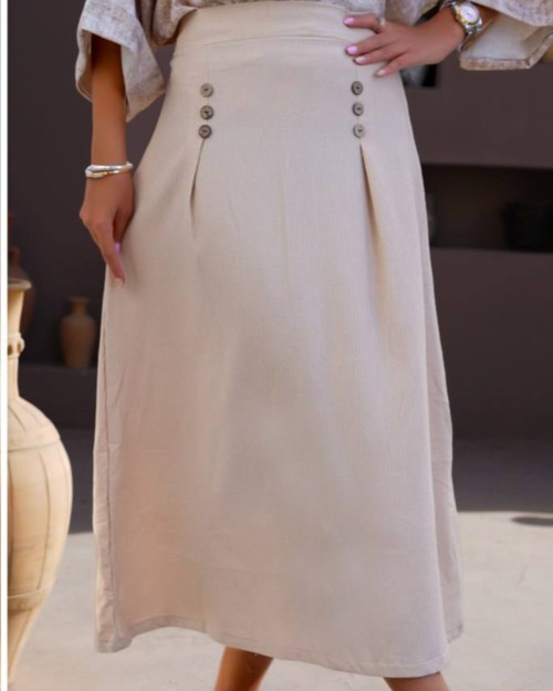  دامن جلو دکمه چوبی قد بلند مشخصات