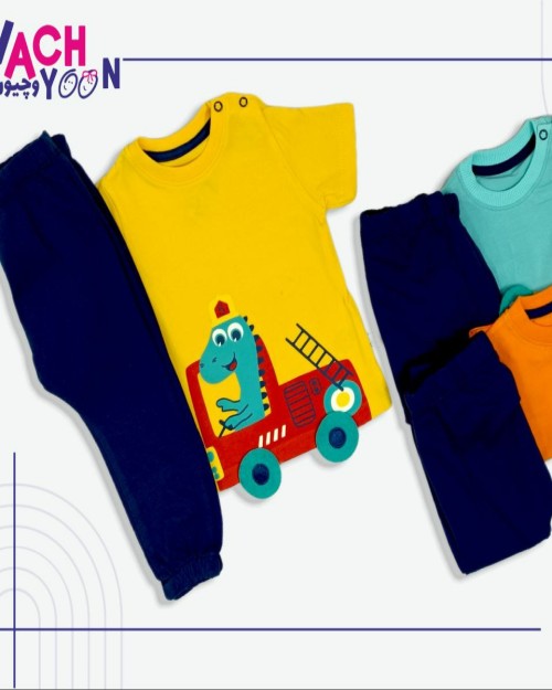 ست پسرانه تیشرت و شلوار طرح ماشین آتشنشانی مشخصات