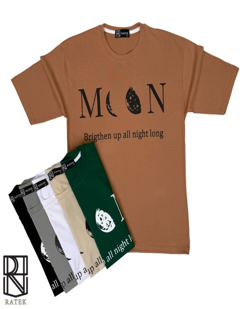  تیشرت باکسی استین سه ربع طرح MOON سوپر پنبه درجه یک 